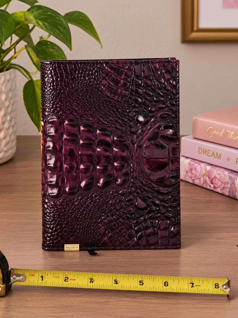 Brahmin Plum Croc-Embossed Leather Notebook Journal Cover
